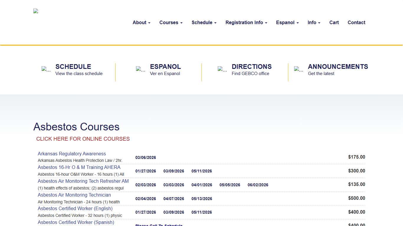Asbestos Courses - GEBCO Associates, LP