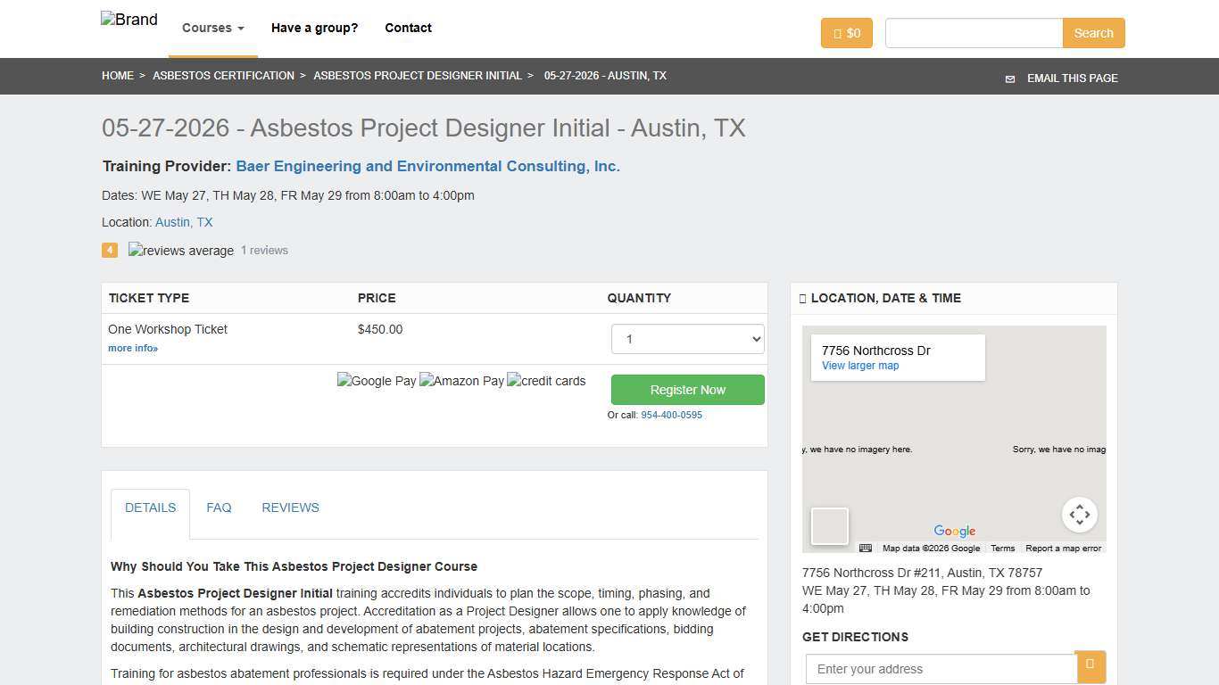 05-27-2026 - Asbestos Project Designer Initial Training Austin, TX Zack Academy