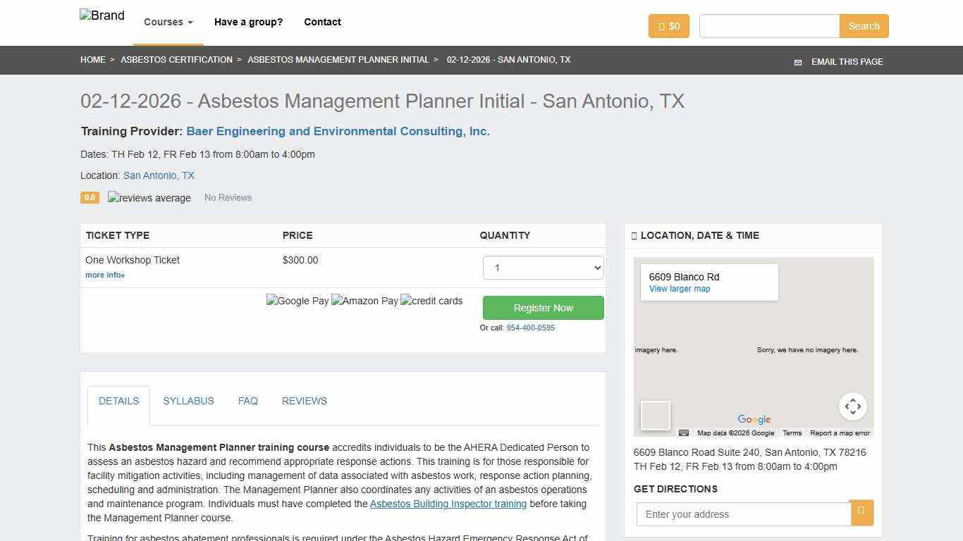 02-12-2026 - Asbestos Management Planner Initial Training San Antonio, TX Zack Academy